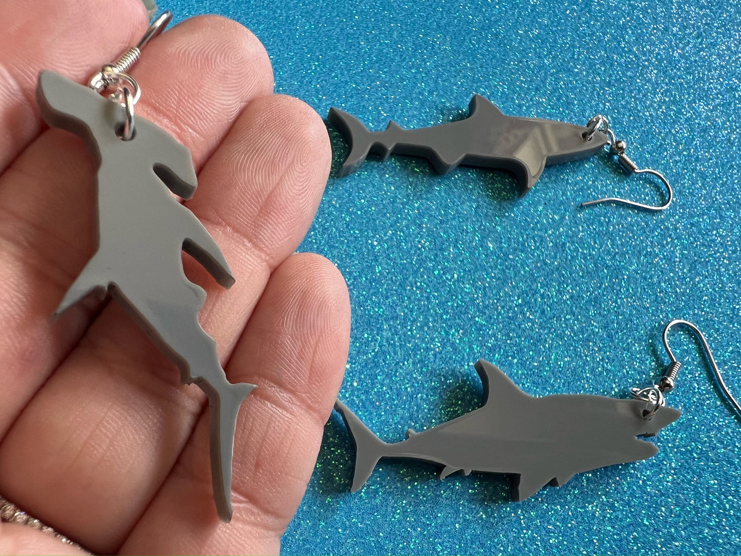 Shark Earrings: Laser Cut Acrylic Sharks, Shark Week, Shark Teeth, Shark Fin, Shark Jaw, Aquarium, Ocean Animals, Gifts for Her/Him/Them