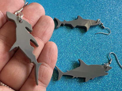 Shark Earrings: Laser Cut Acrylic Sharks, Shark Week, Shark Teeth, Shark Fin, Shark Jaw, Aquarium, Ocean Animals, Gifts for Her/Him/Them