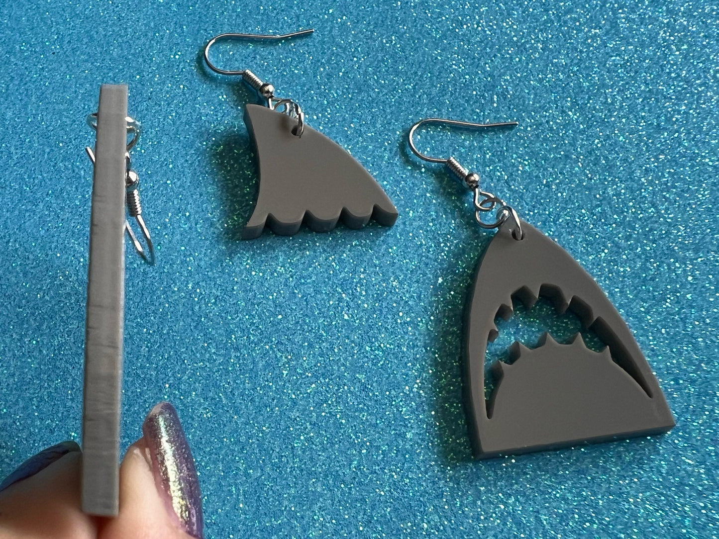 Shark Earrings: Laser Cut Acrylic Sharks, Shark Week, Shark Teeth, Shark Fin, Shark Jaw, Aquarium, Ocean Animals, Gifts for Her/Him/Them