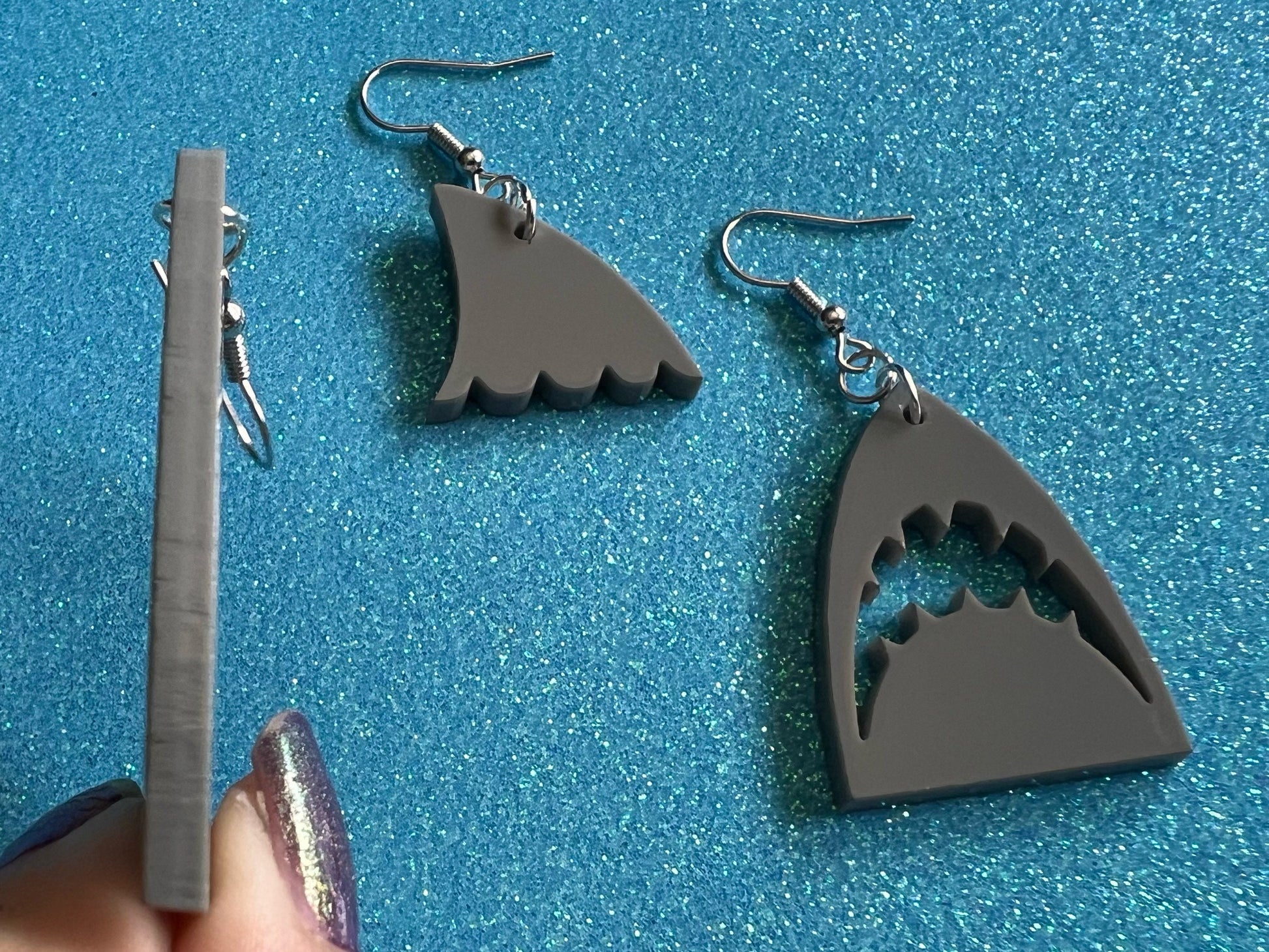 Shark Earrings: Laser Cut Acrylic Sharks, Shark Week, Shark Teeth, Shark Fin, Shark Jaw, Aquarium, Ocean Animals, Gifts for Her/Him/Them