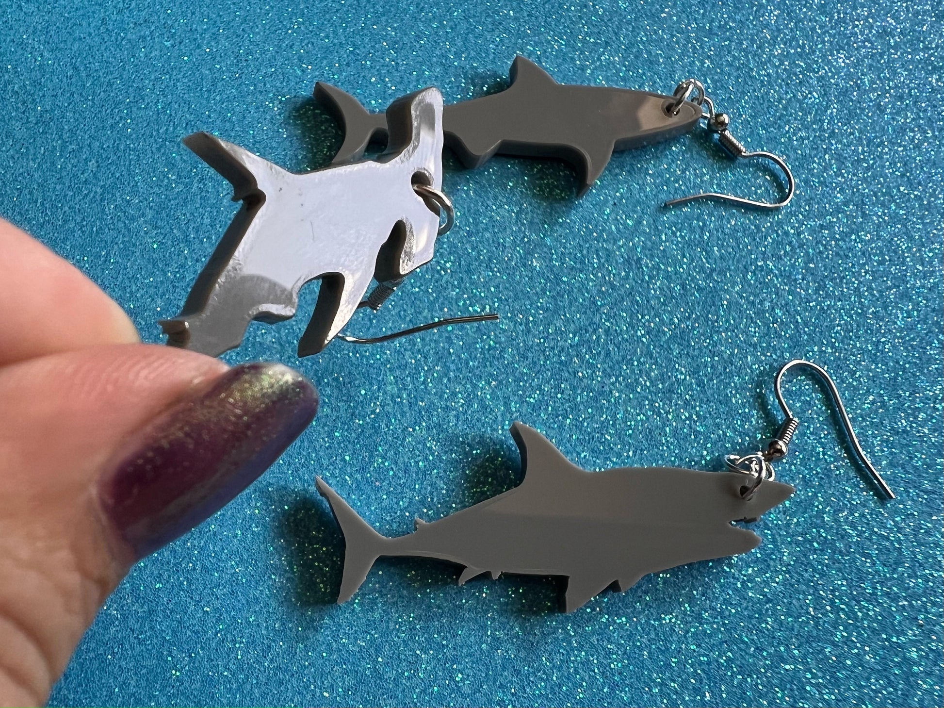 Shark Earrings: Laser Cut Acrylic Sharks, Shark Week, Shark Teeth, Shark Fin, Shark Jaw, Aquarium, Ocean Animals, Gifts for Her/Him/Them
