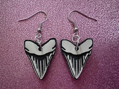 Shark Earrings: Laser Cut Acrylic Sharks, Shark Week, Shark Teeth, Shark Fin, Shark Jaw, Aquarium, Ocean Animals, Gifts for Her/Him/Them