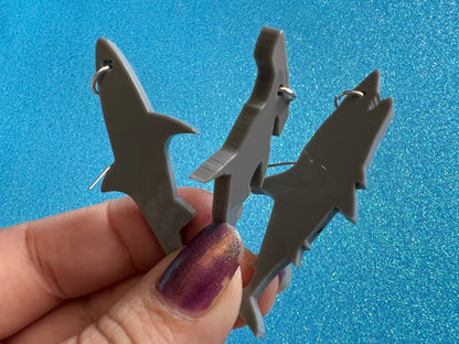 Shark Earrings: Laser Cut Acrylic Sharks, Shark Week, Shark Teeth, Shark Fin, Shark Jaw, Aquarium, Ocean Animals, Gifts for Her/Him/Them