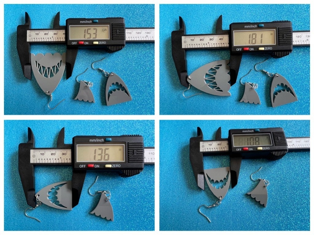 Shark Earrings: Laser Cut Acrylic Sharks, Shark Week, Shark Teeth, Shark Fin, Shark Jaw, Aquarium, Ocean Animals, Gifts for Her/Him/Them