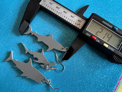 Shark Earrings: Laser Cut Acrylic Sharks, Shark Week, Shark Teeth, Shark Fin, Shark Jaw, Aquarium, Ocean Animals, Gifts for Her/Him/Them