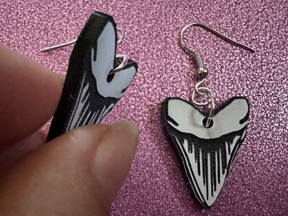 Shark Earrings: Laser Cut Acrylic Sharks, Shark Week, Shark Teeth, Shark Fin, Shark Jaw, Aquarium, Ocean Animals, Gifts for Her/Him/Them
