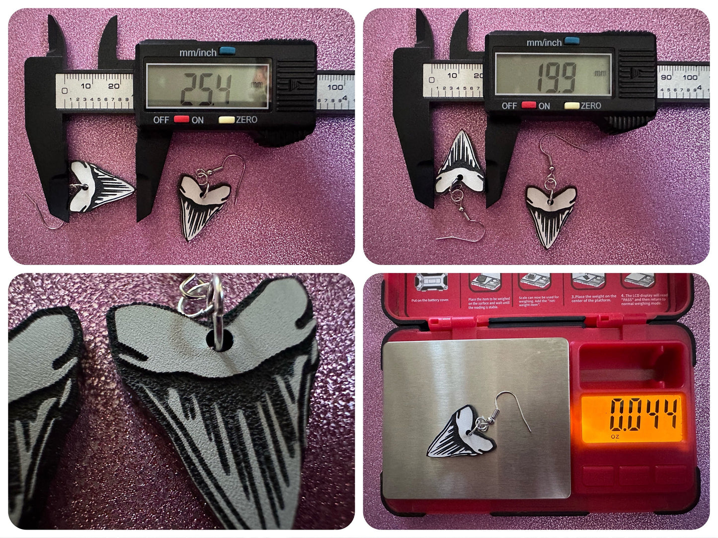 Shark Earrings: Laser Cut Acrylic Sharks, Shark Week, Shark Teeth, Shark Fin, Shark Jaw, Aquarium, Ocean Animals, Gifts for Her/Him/Them