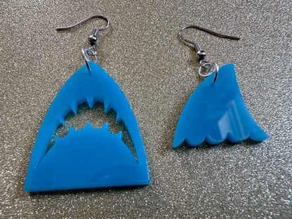 Shark Earrings: Laser Cut Acrylic Sharks, Shark Week, Shark Teeth, Shark Fin, Sharks, Aquarium, Ocean Animals, Best Gifts for Her/Him/Them