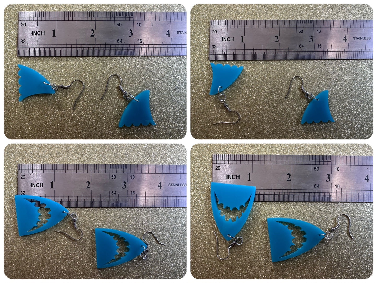 Shark Earrings: Laser Cut Acrylic Sharks, Shark Week, Shark Teeth, Shark Fin, Sharks, Aquarium, Ocean Animals, Best Gifts for Her/Him/Them