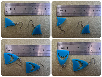 Shark Earrings: Laser Cut Acrylic Sharks, Shark Week, Shark Teeth, Shark Fin, Sharks, Aquarium, Ocean Animals, Best Gifts for Her/Him/Them