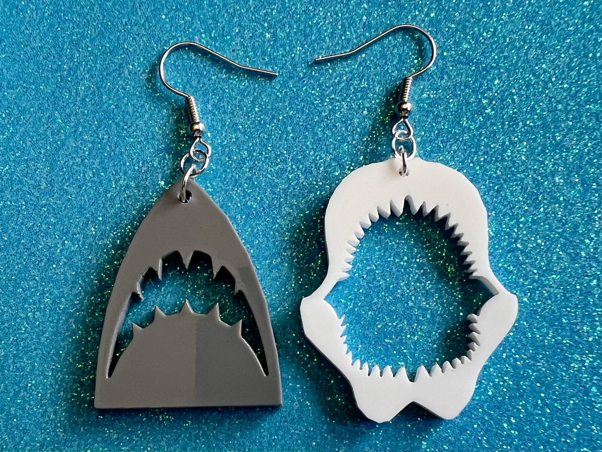 Shark Earrings: Laser Cut Acrylic Sharks, Shark Week, Shark Teeth, Shark Jaw Skeleton, Aquarium, Ocean Animals, Best Gifts for Her/Him/Them