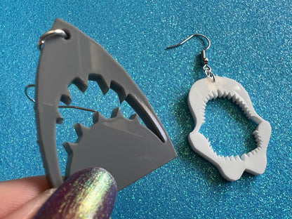 Shark Earrings: Laser Cut Acrylic Sharks, Shark Week, Shark Teeth, Shark Jaw Skeleton, Aquarium, Ocean Animals, Best Gifts for Her/Him/Them
