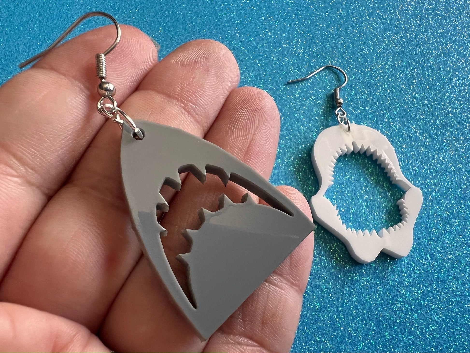 Shark Earrings: Laser Cut Acrylic Sharks, Shark Week, Shark Teeth, Shark Jaw Skeleton, Aquarium, Ocean Animals, Best Gifts for Her/Him/Them