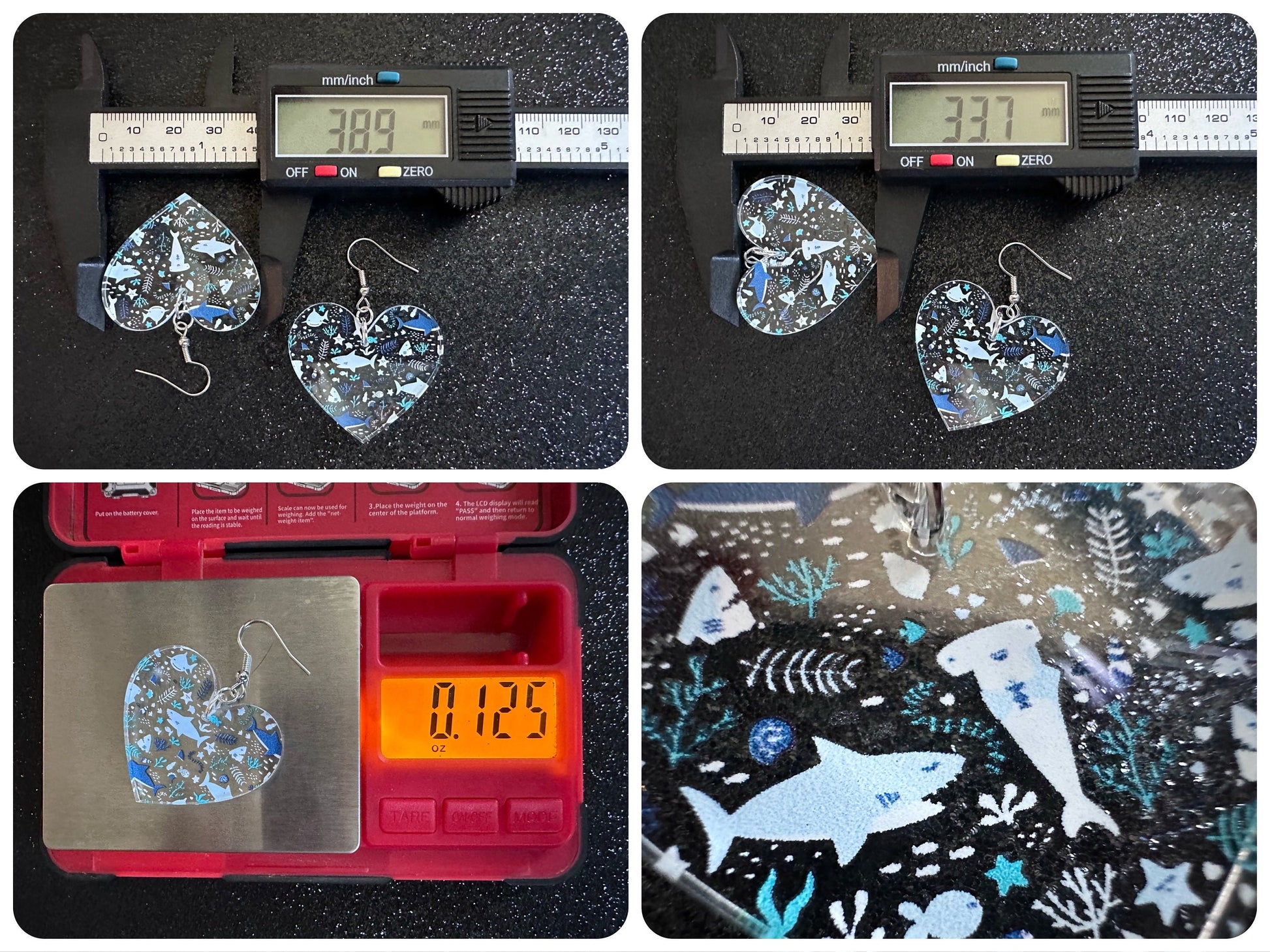 Shark Earrings: Laser Cut Acrylic Sharks, Shark Week, Shark Teeth, Shark Jaw Skeleton, Aquarium, Ocean Animals, Best Gifts for Her/Him/Them