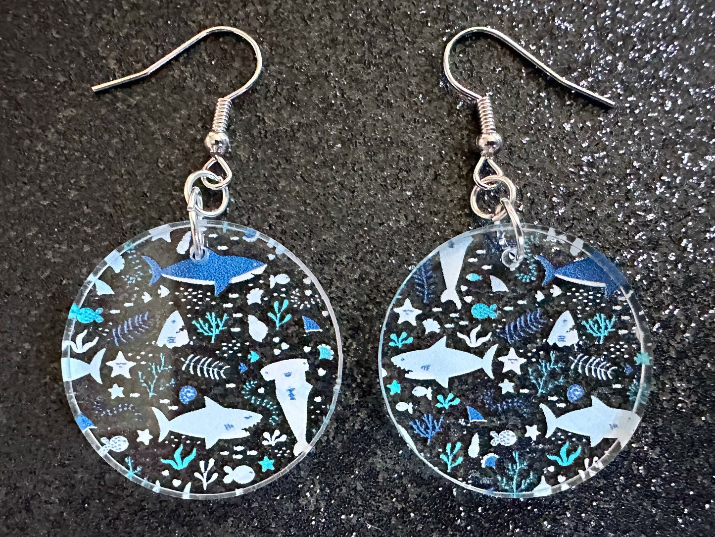 Shark Earrings: Laser Cut Acrylic Sharks, Shark Week, Shark Teeth, Shark Jaw Skeleton, Aquarium, Ocean Animals, Gifts for Her/Him/Them