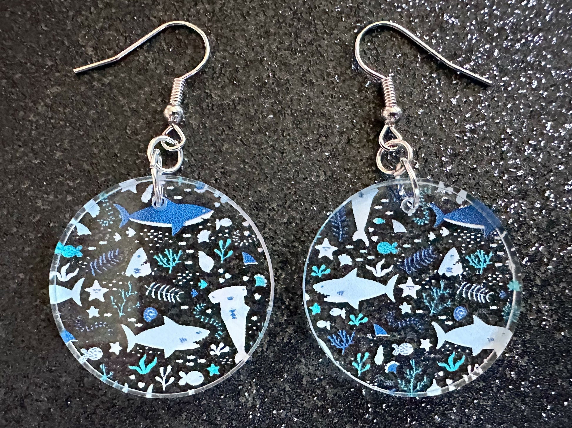 Shark Earrings: Laser Cut Acrylic Sharks, Shark Week, Shark Teeth, Shark Jaw Skeleton, Aquarium, Ocean Animals, Gifts for Her/Him/Them