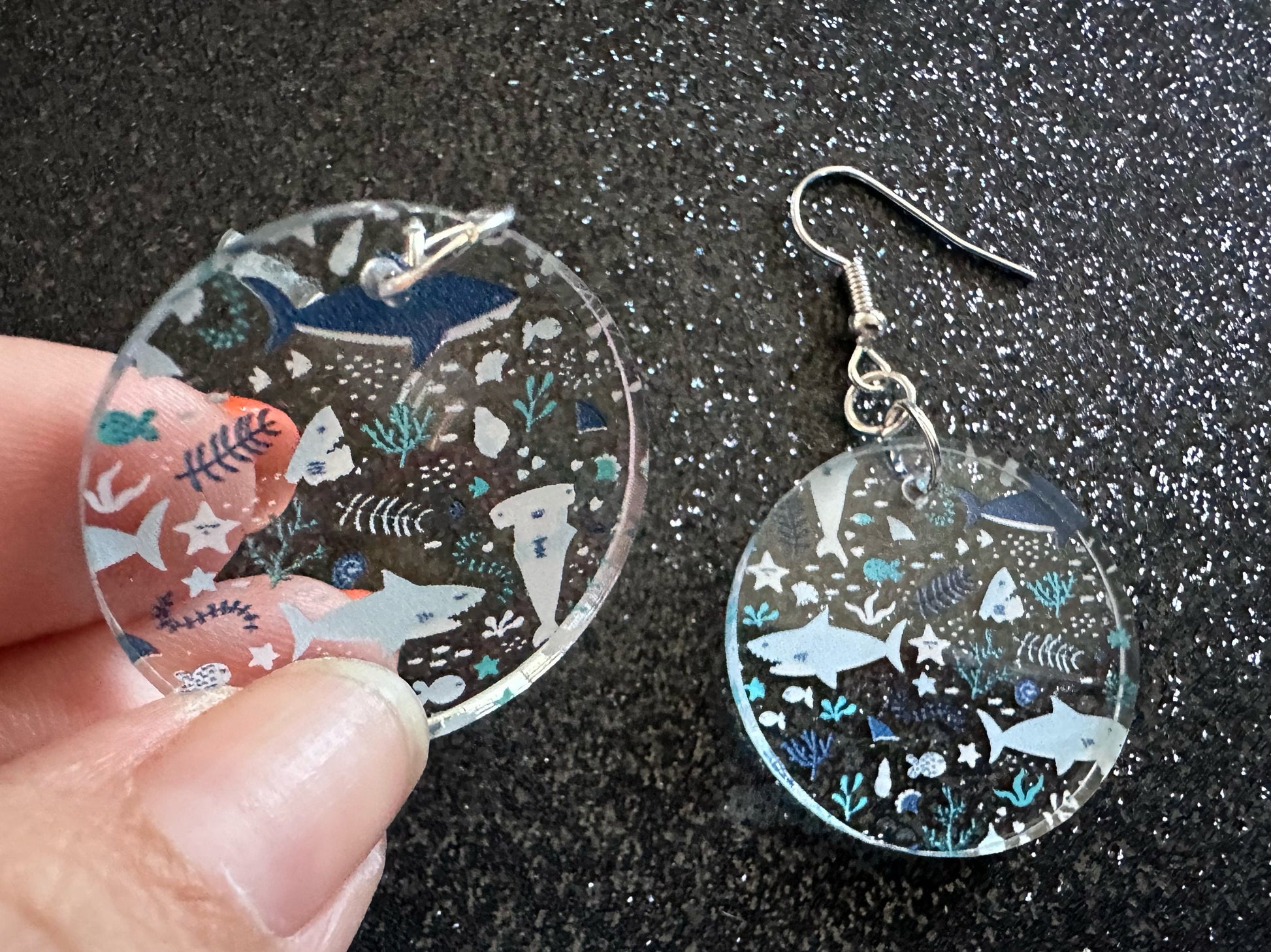 Shark Earrings: Laser Cut Acrylic Sharks, Shark Week, Shark Teeth, Shark Jaw Skeleton, Aquarium, Ocean Animals, Gifts for Her/Him/Them