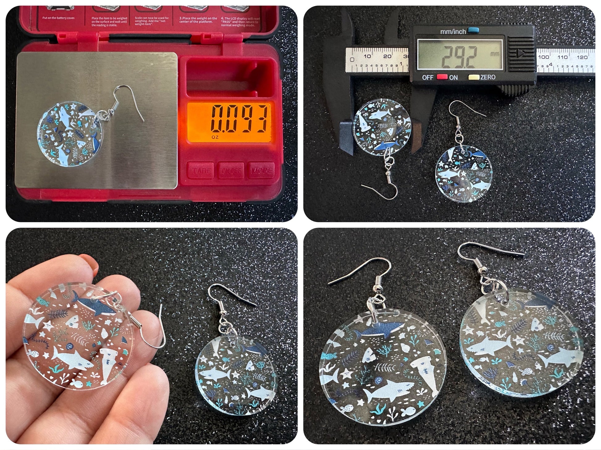 Shark Earrings: Laser Cut Acrylic Sharks, Shark Week, Shark Teeth, Shark Jaw Skeleton, Aquarium, Ocean Animals, Gifts for Her/Him/Them