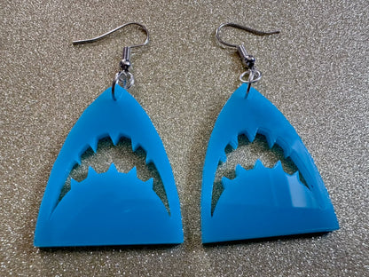 Shark Earrings: Laser Cut Acrylic Sharks, Shark Week, Shark Teeth, Sharks, Shark Jaw, Aquarium, Ocean Animals, Best Gifts for Her/Him/Them
