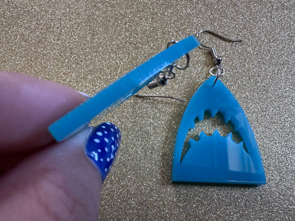 Shark Earrings: Laser Cut Acrylic Sharks, Shark Week, Shark Teeth, Sharks, Shark Jaw, Aquarium, Ocean Animals, Best Gifts for Her/Him/Them