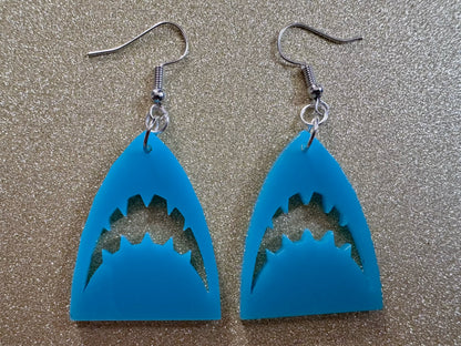 Shark Earrings: Laser Cut Acrylic Sharks, Shark Week, Shark Teeth, Sharks, Shark Jaw, Aquarium, Ocean Animals, Best Gifts for Her/Him/Them