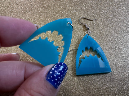 Shark Earrings: Laser Cut Acrylic Sharks, Shark Week, Shark Teeth, Sharks, Shark Jaw, Aquarium, Ocean Animals, Best Gifts for Her/Him/Them
