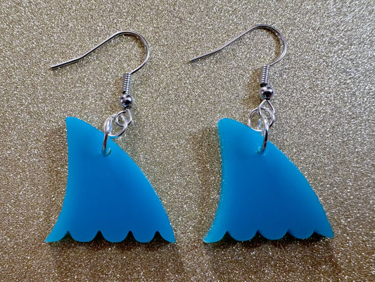 Shark Fin Earrings: Laser Cut Acrylic Sharks, Shark Week, Shark Teeth, Sharks, Sea, Aquarium, Ocean Animals, Best Gifts for Her/Him/Them