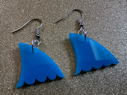 Shark Fin Earrings: Laser Cut Acrylic Sharks, Shark Week, Shark Teeth, Sharks, Sea, Aquarium, Ocean Animals, Best Gifts for Her/Him/Them