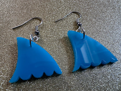 Shark Fin Earrings: Laser Cut Acrylic Sharks, Shark Week, Shark Teeth, Sharks, Sea, Aquarium, Ocean Animals, Best Gifts for Her/Him/Them