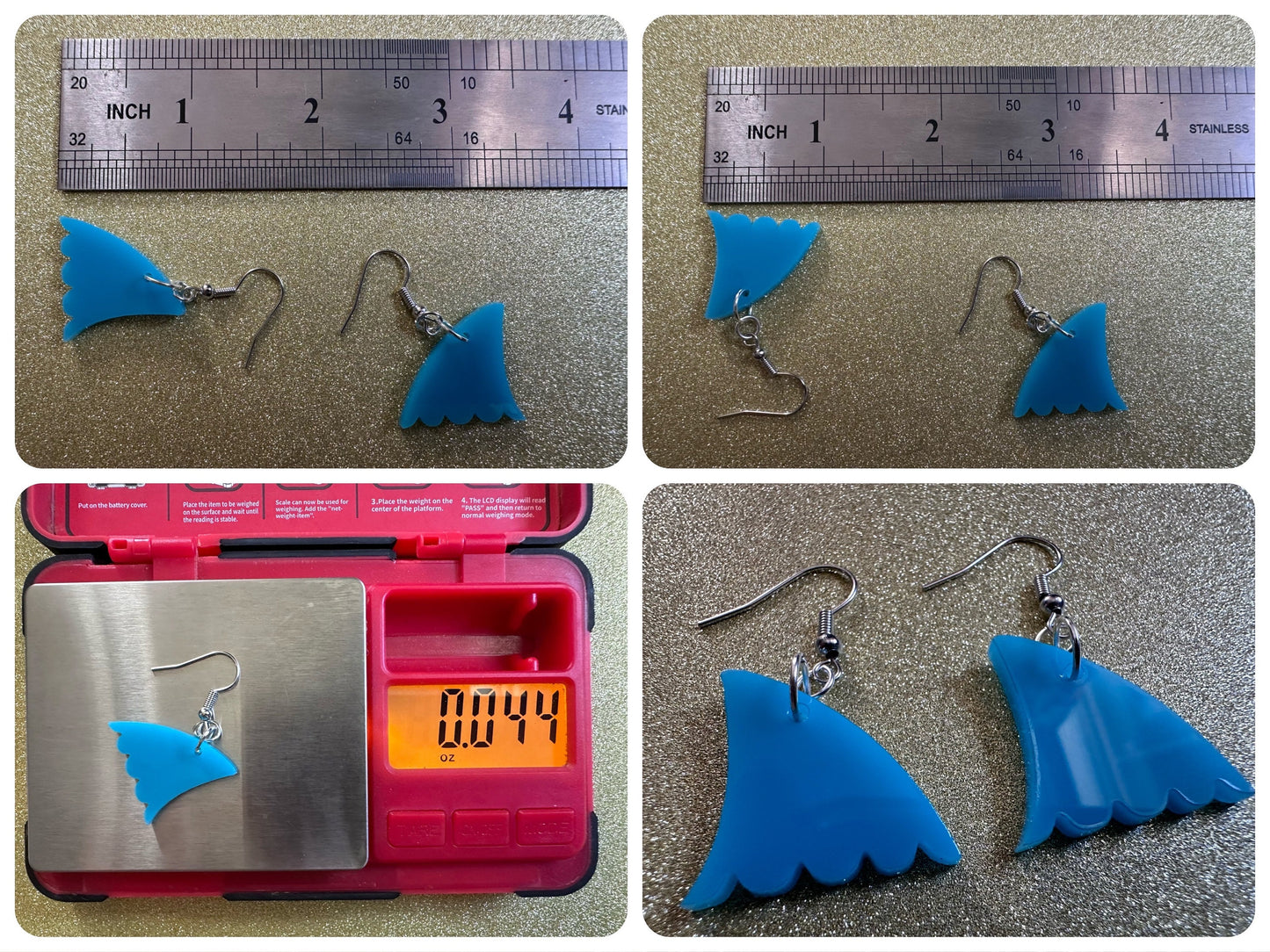 Shark Fin Earrings: Laser Cut Acrylic Sharks, Shark Week, Shark Teeth, Sharks, Sea, Aquarium, Ocean Animals, Best Gifts for Her/Him/Them