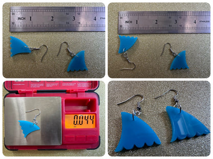 Shark Fin Earrings: Laser Cut Acrylic Sharks, Shark Week, Shark Teeth, Sharks, Sea, Aquarium, Ocean Animals, Best Gifts for Her/Him/Them