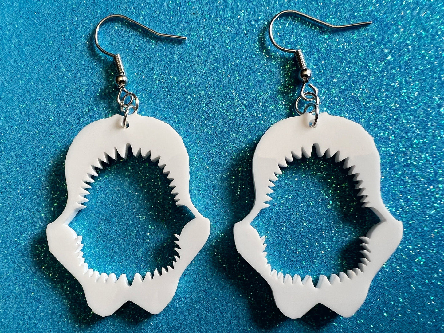 Shark Jaw Earrings: Laser Cut Acrylic Shark Skeletons, Shark Teeth, Aquarium, Ocean Animals, Shark Week Swag, Best Gifts for Her/Him/Them