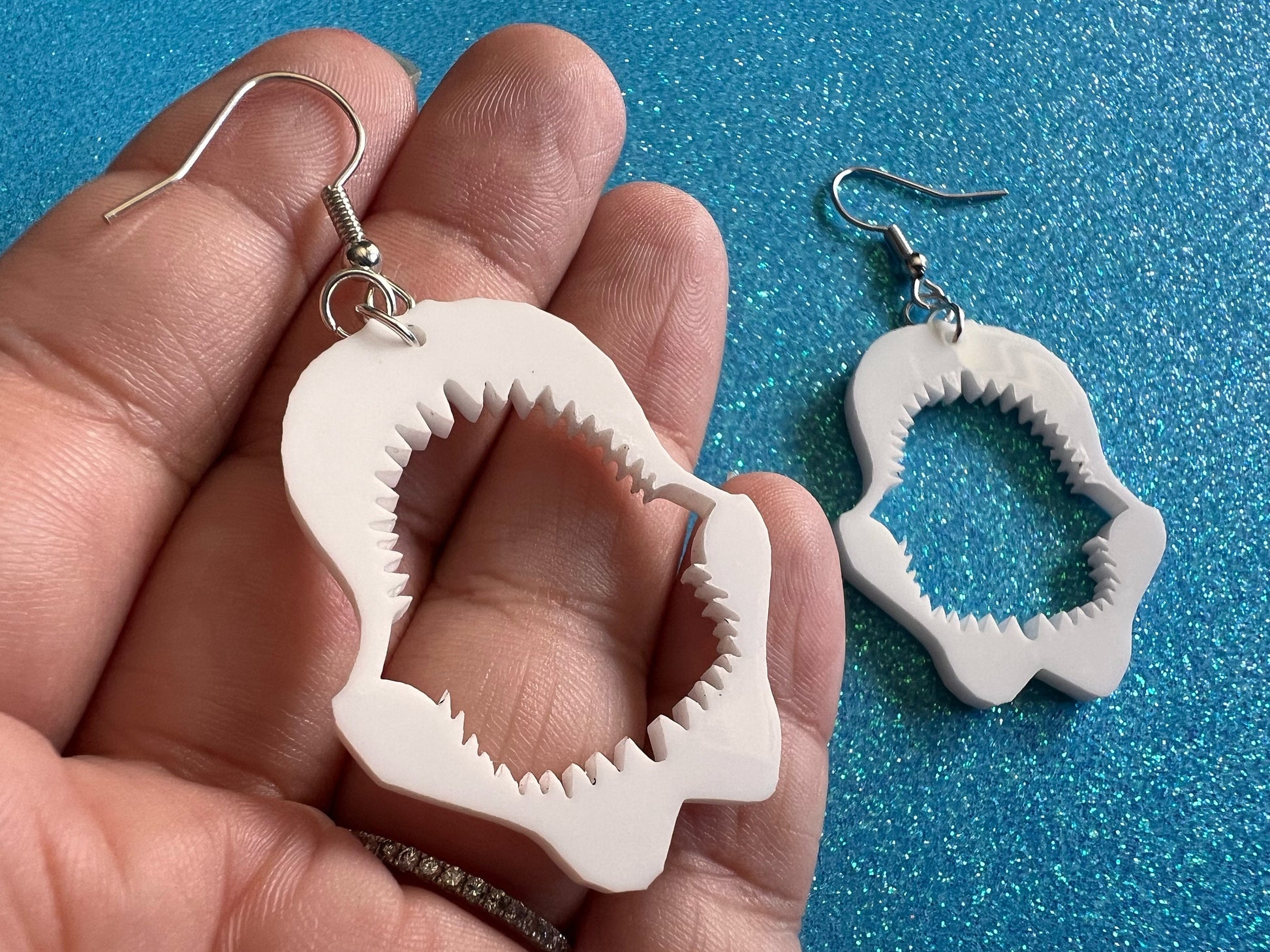 Shark Jaw Earrings: Laser Cut Acrylic Shark Skeletons, Shark Teeth, Aquarium, Ocean Animals, Shark Week Swag, Best Gifts for Her/Him/Them