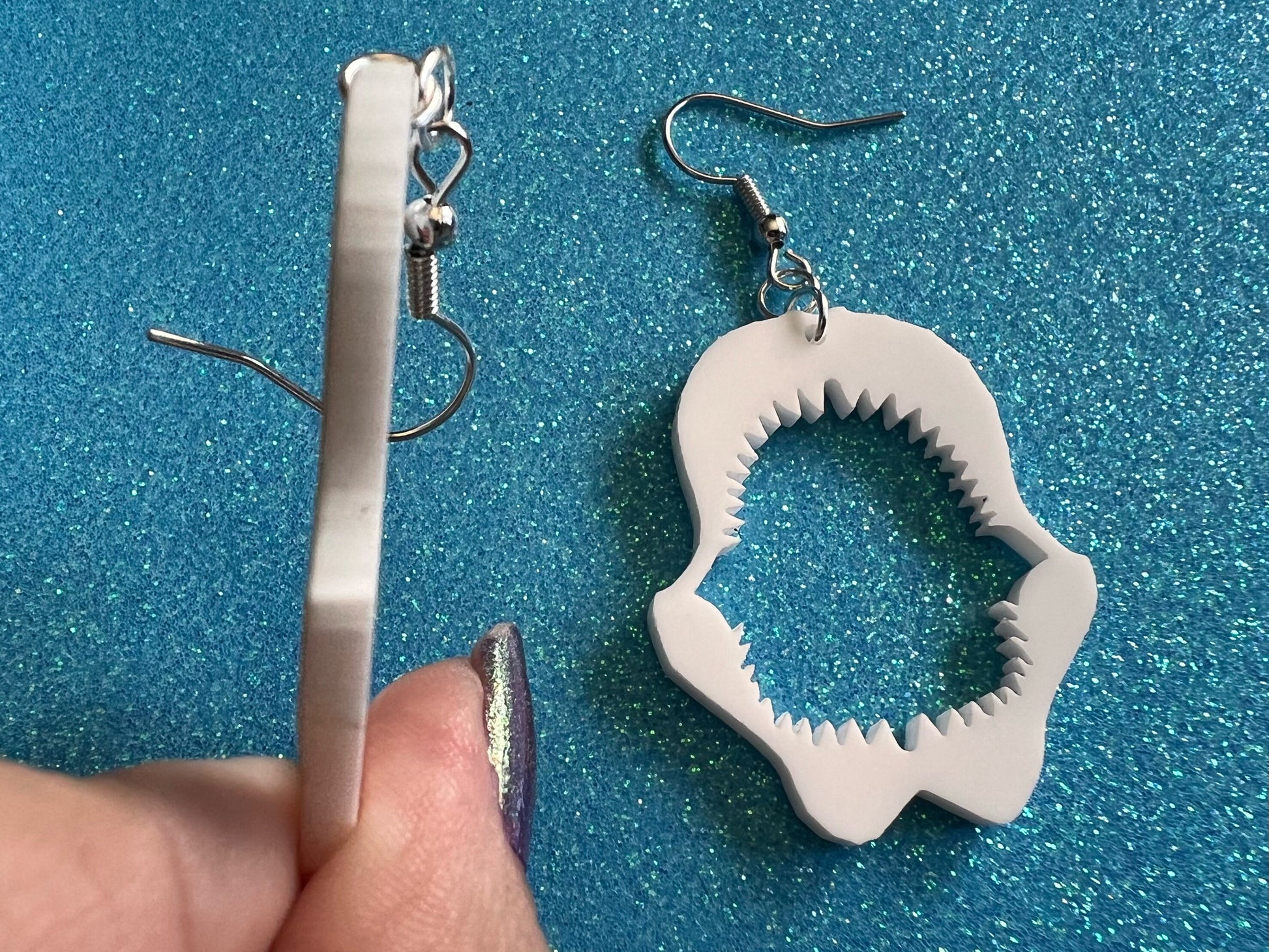 Shark Jaw Earrings: Laser Cut Acrylic Shark Skeletons, Shark Teeth, Aquarium, Ocean Animals, Shark Week Swag, Best Gifts for Her/Him/Them
