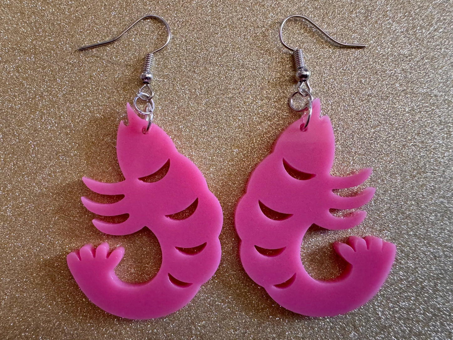 Shrimp Earrings: Laser Cut Acrylic Shrimps, Ocean Animals, Fish, Sea Creatures, Aquatic, Cute Shrimpies, Best Gifts for Her/Him/Them