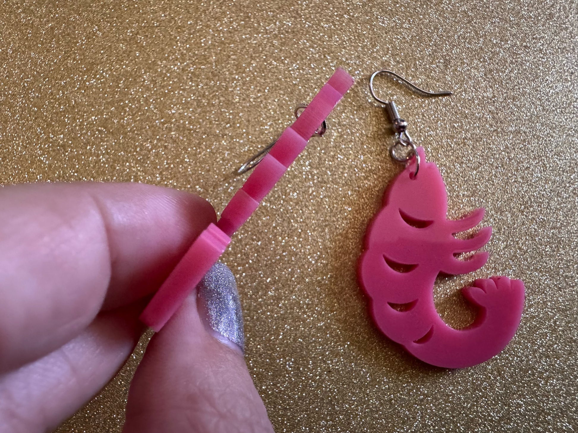 Shrimp Earrings: Laser Cut Acrylic Shrimps, Ocean Animals, Fish, Sea Creatures, Aquatic, Cute Shrimpies, Best Gifts for Her/Him/Them