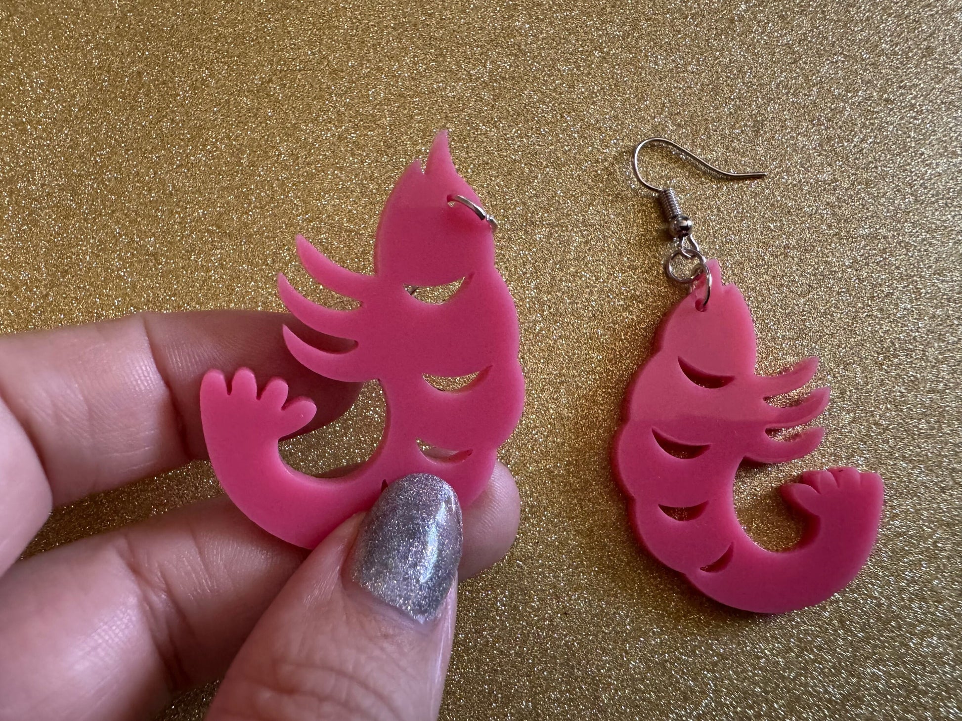 Shrimp Earrings: Laser Cut Acrylic Shrimps, Ocean Animals, Fish, Sea Creatures, Aquatic, Cute Shrimpies, Best Gifts for Her/Him/Them
