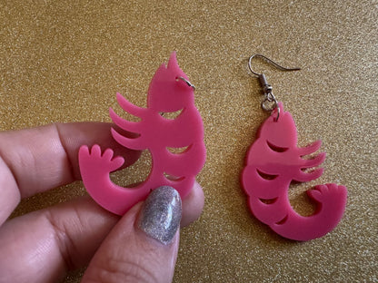 Shrimp Earrings: Laser Cut Acrylic Shrimps, Ocean Animals, Fish, Sea Creatures, Aquatic, Cute Shrimpies, Best Gifts for Her/Him/Them