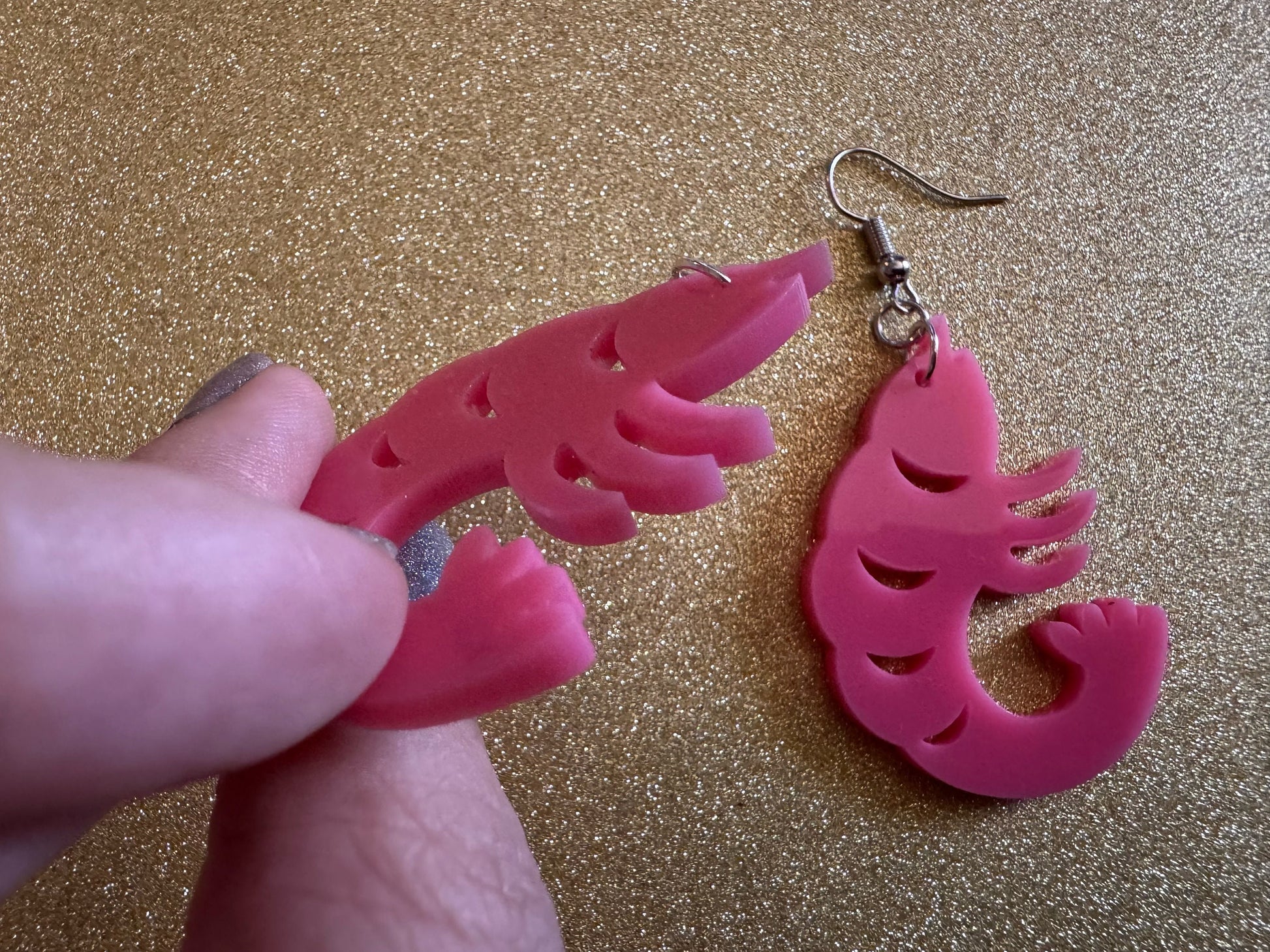 Shrimp Earrings: Laser Cut Acrylic Shrimps, Ocean Animals, Fish, Sea Creatures, Aquatic, Cute Shrimpies, Best Gifts for Her/Him/Them