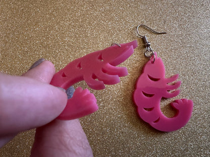 Shrimp Earrings: Laser Cut Acrylic Shrimps, Ocean Animals, Fish, Sea Creatures, Aquatic, Cute Shrimpies, Best Gifts for Her/Him/Them