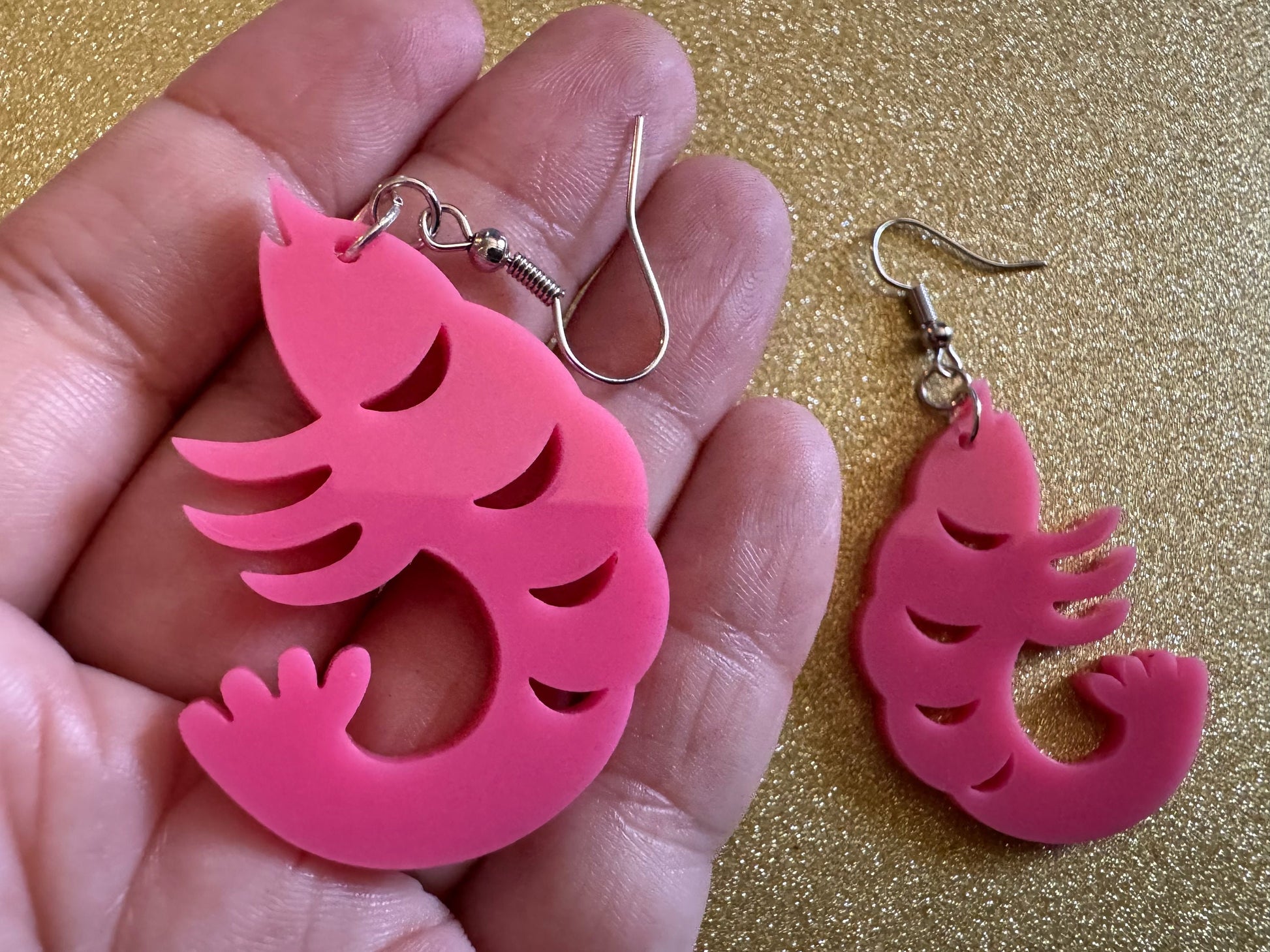 Shrimp Earrings: Laser Cut Acrylic Shrimps, Ocean Animals, Fish, Sea Creatures, Aquatic, Cute Shrimpies, Best Gifts for Her/Him/Them