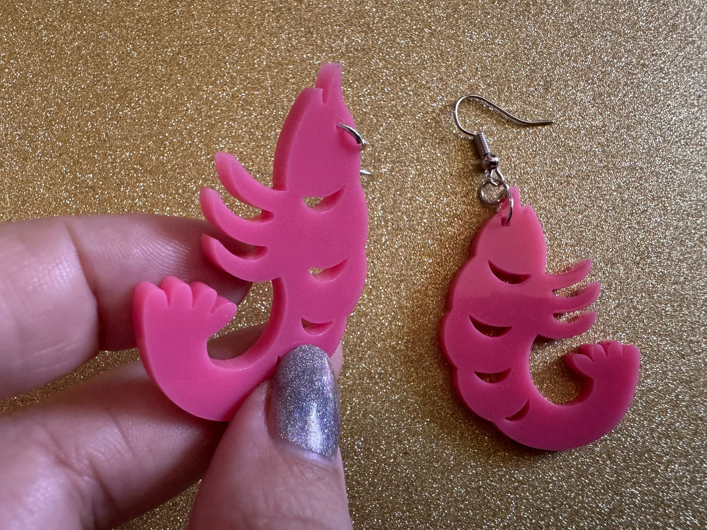 Shrimp Earrings: Laser Cut Acrylic Shrimps, Ocean Animals, Fish, Sea Creatures, Aquatic, Cute Shrimpies, Best Gifts for Her/Him/Them
