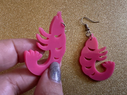 Shrimp Earrings: Laser Cut Acrylic Shrimps, Ocean Animals, Fish, Sea Creatures, Aquatic, Cute Shrimpies, Best Gifts for Her/Him/Them