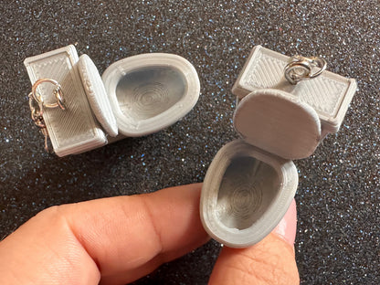 Silver 3D-Printed Toilet Earrings: Bathroom, Loo, Restroom, Water Closet WC, Novelty, Plumber, Porcelain Throne, Best Gifts for Her/Him/Them