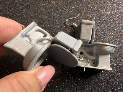 Silver 3D-Printed Toilet Earrings: Bathroom, Loo, Restroom, Water Closet WC, Novelty, Plumber, Porcelain Throne, Best Gifts for Her/Him/Them
