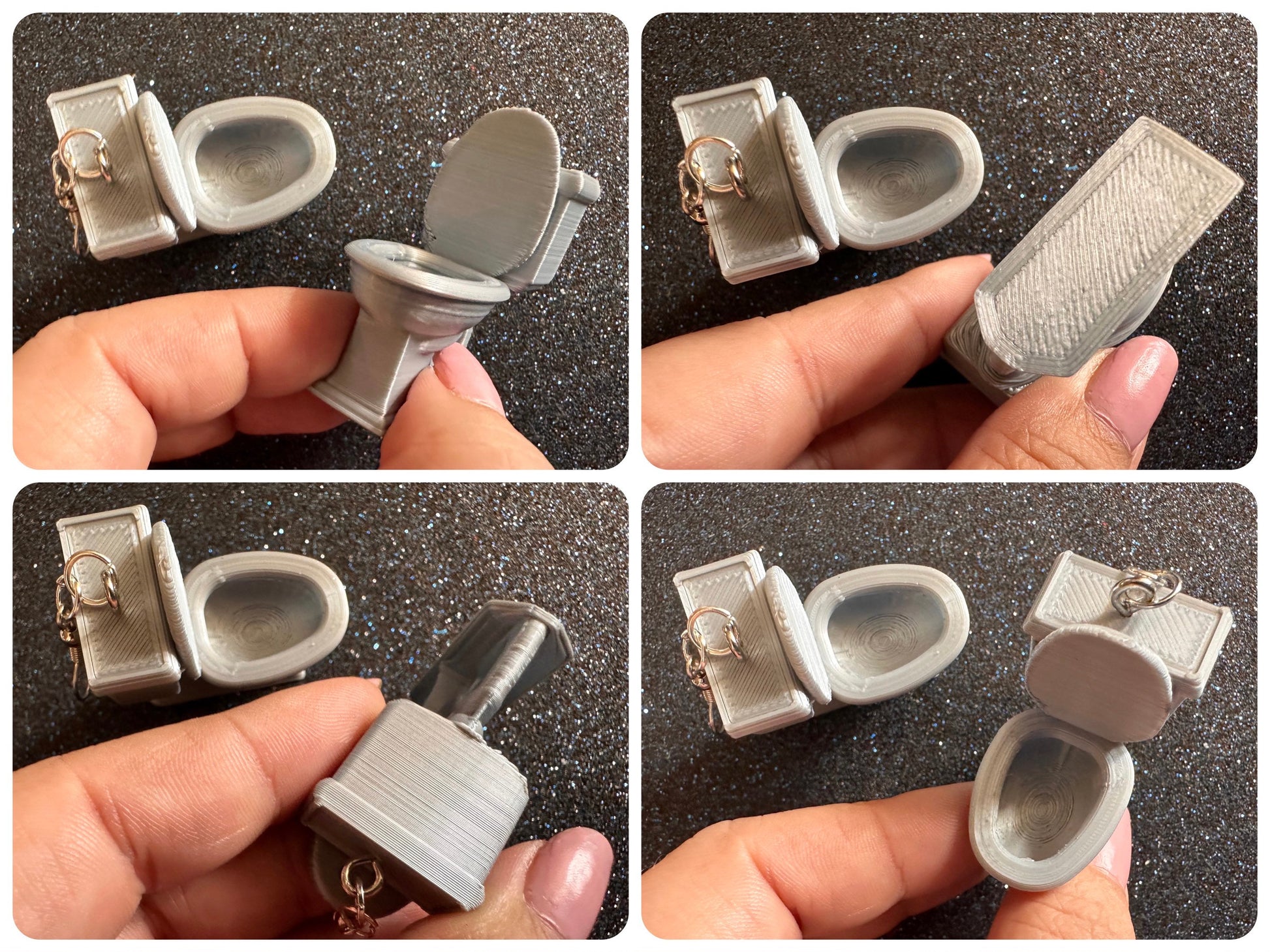 Silver 3D-Printed Toilet Earrings: Bathroom, Loo, Restroom, Water Closet WC, Novelty, Plumber, Porcelain Throne, Best Gifts for Her/Him/Them