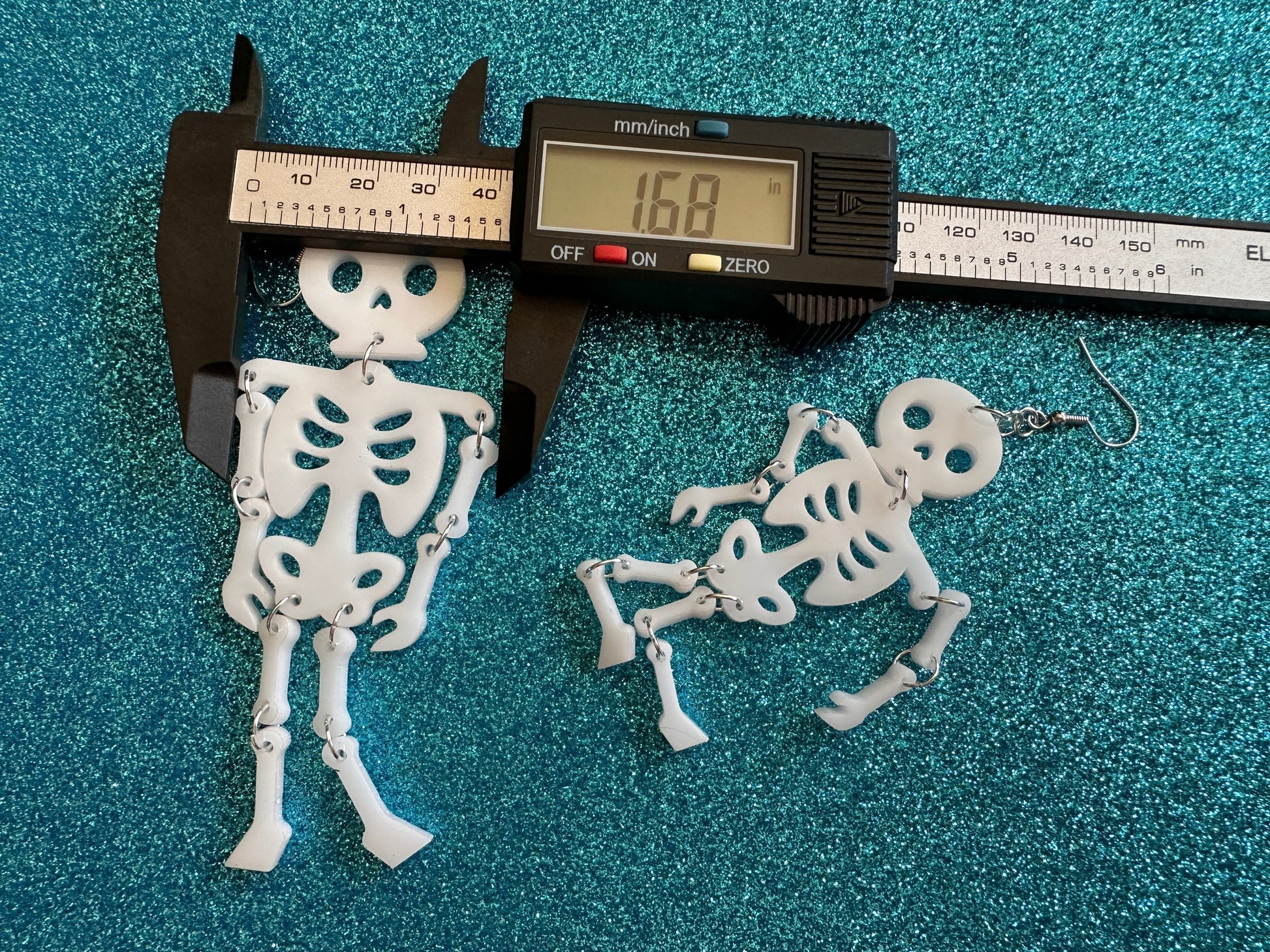 Skeleton Earrings: Laser Cut Acrylic Skeletons, Moving Skeletons, Halloween, Scary, Spooky, Holiday, Bones, Best Gifts for Her/Him/Them