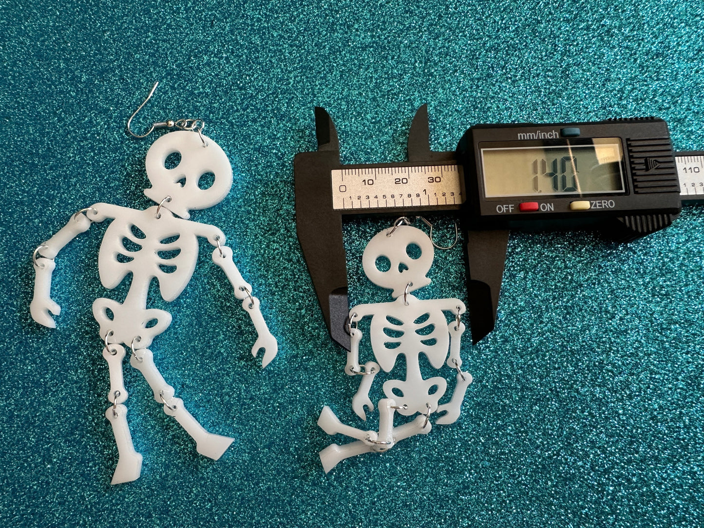 Skeleton Earrings: Laser Cut Acrylic Skeletons, Moving Skeletons, Halloween, Scary, Spooky, Holiday, Bones, Best Gifts for Her/Him/Them