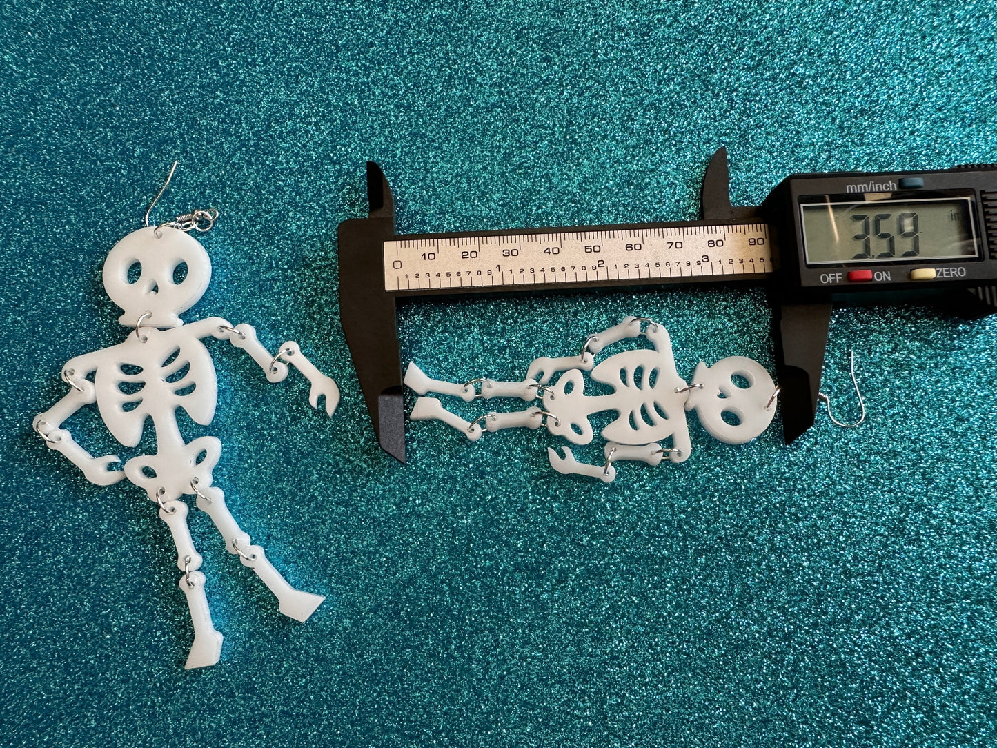 Skeleton Earrings: Laser Cut Acrylic Skeletons, Moving Skeletons, Halloween, Scary, Spooky, Holiday, Bones, Best Gifts for Her/Him/Them
