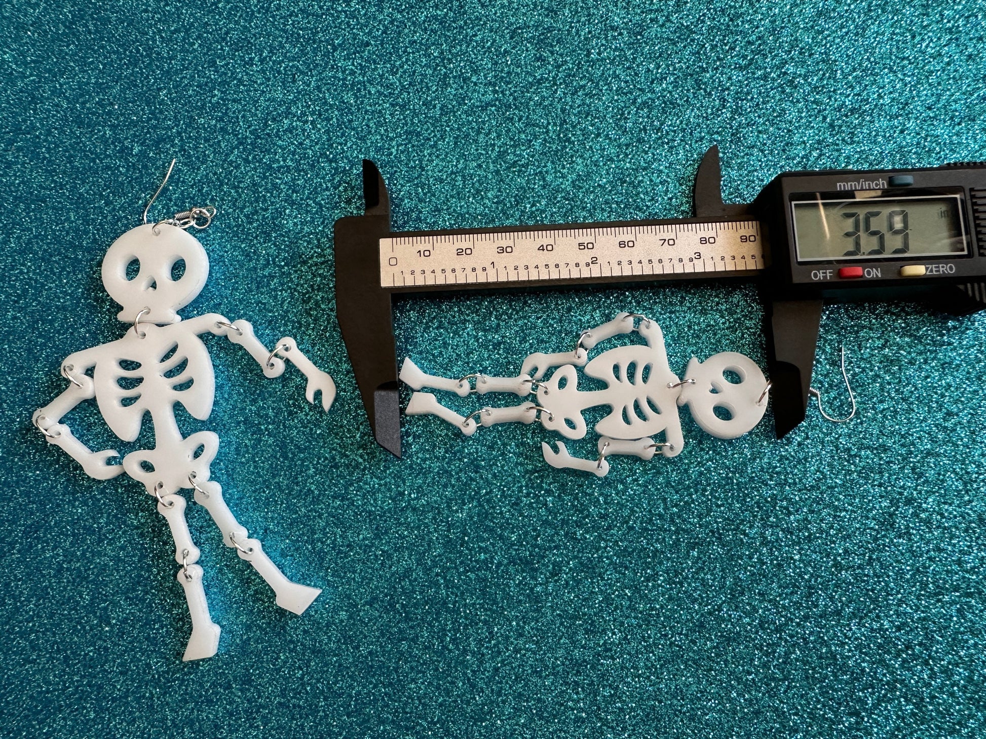 Skeleton Earrings: Laser Cut Acrylic Skeletons, Moving Skeletons, Halloween, Scary, Spooky, Holiday, Bones, Best Gifts for Her/Him/Them